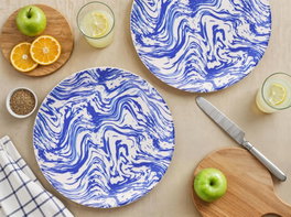Hermia Blue Serv Wave Juego de Platos de Servicio (6 Piezas) en Azul y Blanco